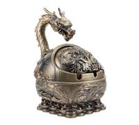 Gatuida Novelty Ashtray Vintage Metal Portable Wind-proof Ash Holder with Lid, Decorative Artistic Dragon Design, Hand Carved for Outdoor and Office Use, Stylish Smoke Container