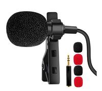 Gatuida Omnidirectional Clip-on Lavalier Microphone for Mobile Phone and Pc Black 2 Black Foam and 2 Red Foam Windscreens for Interviews and Recording
