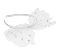 Gatuida Oversized Bridal Bowknot Headband for Women, White Tulle Bead Embellished Wide Hairband, Cute Bow Hair Band for Wedding, Festival and Party Accessories