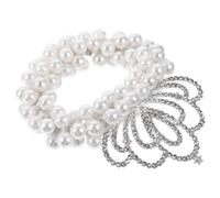 Gatuida Pearl Crown Hair Tie Elastic Beaded Ponytail Holder with Silver Plastic and Alloy Materials, Easy to Wear and Fix Hair, for Occasions and DIY Hairstyles