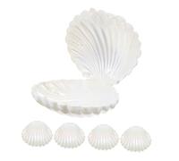 Gatuida Pearlescent Seashell Candy Boxes 5Pcs Small White Plastic Party Favor Boxes for Wedding Packaging and Jewelry Storage