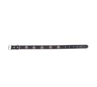 Gatuida Pet Collar with Skull Design Halloween Black Adjustable Leather Safe and Comfortable for Puppy and Cat for Outdoor and Pet Sports Activities