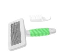 Gatuida Pet Grooming Brush and Cat Comb with Steel Pin Slicker, Small Green Detangling Rake for Long Haired Cats and Dogs, Undercoat Remover for Shedding and Carpet Hair Cleaning
