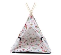 Gatuida Pet Triangle Tent Folding Dog Nest Removable Washable Cover Wooden Small 43x43x53cm Portable Pet Kennel Shelter for Cats and Small Dogs