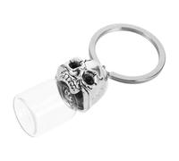 Gatuida Pet Urn Keychain with Skull Design, Silver Metal and Glass Material, Easy to Refill and Carry, Memorial Keepsake for Pets, Suitable for Purse and Handbags