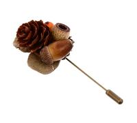 Gatuida Pine Cone Brooch Simulation Berry Brooch Vintage Style Handmade Bronze Clothes Ornament Elegant Delicate Accessory for Autumn Festival