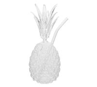 Gatuida Pineapple Shaped Glass Drink Cup Embossed Cocktail Drinkware with Straw Versatile Use and Easy to Clean Stylish Juice and Beverage Glass for Home Bar Party