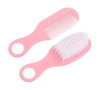 Gatuida Pink Newborn Baby Brush and Massage Comb Set, Soft Plastic Grooming Kit for Scalp Care, Gentle Massage to Help Promote Blood Circulation
