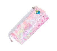 Gatuida Pink Sakura Holographic Pen Bag for Girls, Large Capacity Pencil Case with Reflective Sequin, Student Stationery Pouch for School Supplies and Writing Tools