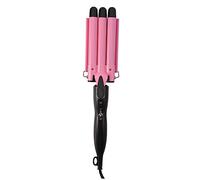 Gatuida Pink Three Rod Hair Curler with Thermal Control Ceramic Heating Body for Fast Uniform Heat Slip Handle Curling Iron for Salon and Home Use UK Plug Compatible Abs Shell