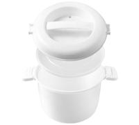 Gatuida Plastic Microwave Rice Cooker Food Container with Locking Handle | PP Construction, White Finish, Quick Heating for Rice, Pasta and Porridge, Suitable for Offices, Restaurants and Doctors