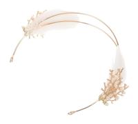 Gatuida Plume Headband White Metal Quill Headpiece for Brides and Wedding Cosplay Elegant Hair Accessory