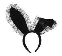 Gatuida Plush Lace Rabbit Ear Hair Hoop Black Cosplay Headband for Women Party Headwear Charming Animal Headdress for Birthday Bachelorette Halloween Christmas Masquerade