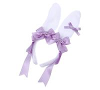 Gatuida Plush Rabbit Ear Headband with Bowknot Lightweight Party Hair Hoop for Women Carnival Easter Christmas Costume Accessory