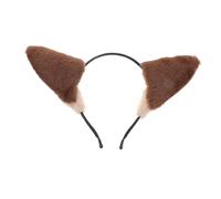 Gatuida Plush Wolf Ears Headband Makeup Hair Accessory for Women and Teens, Deep Brown Cute Cosplay Animal Ear Band for Halloween Party and Photo Props