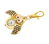 Gatuida Pocket Watch with Easy-to-Read Time Function in Golden Alloy Owl Shape Retro Key Chain Lovely and Decoration Cute Fob Watch for Outfit Accessory