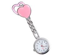 Gatuida Pocket Watch with Second Hand Zinc Alloy Heart Shaped Pink for Nurses Waterproof Creative Hanging Watch Fashionable for Use