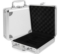 Gatuida Poker Chip Carry Case Large Capacity Aluminum Holder with Handle | Buckle Lock, Compartment Interior, Protects Chips and Cards, Silver Finish for Tournament Events and Card Games