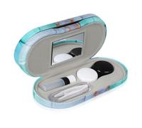 Gatuida Portable Double Layer Eyeglass Box with Mirror and Tweezer Pu Multi-use Contacts Holder for Outdoor Activities and Home Use