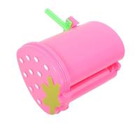 Gatuida Portable Mini Strawberry-shaped Plastic Trash Can with Lid Lightweight Pink Waste Bin for Bathrooms Kitchens Offices and Parrot Training Decorative and Compact Desktop Garbage