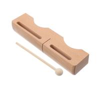 Gatuida Professional Beech Wood Rhythm Block with Mallet Dual Bass Percussion Instrument for Adults Latin Music Opera Education Live Performances Light Yellow