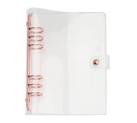 Gatuida PVC Transparent Loose-Leaf Binder Cover for Notebooks Decorative Book Protector with Rose Gold Accent Refillable Handbook Shell for School Office Use