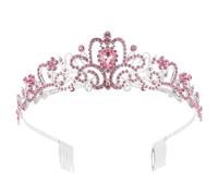 Gatuida Queen Crown Rhinestone Wedding Crowns and Tiaras for Women - Bride Vintage Baroque Headband - Royal Costume Bridal Headpiece, Pink