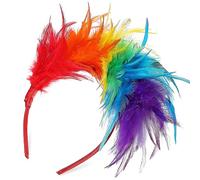 Gatuida Rainbow Plume Headband for Women Carnival Hair Accessory Comfortable Pride Headband for Parties Weddings Fashionable Festival Decor