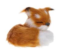 Gatuida Realistic Fox Stuffed Animal Plush with Faux Fur Lifelike Sleeping Fox Figurine for Home Office Car Decoration Cute Soft Animal Model for Imaginative Play
