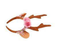 Gatuida Realistic Reindeer Antler Headband with Ears and Flowers Cute Deer Horn Hair Hoop for Versatile Christmas Party Accessory for Family School Events and Themed Gatherings