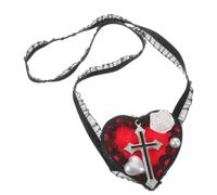 Gatuida Red Heart Eye Mask with Lace Headband for Halloween Costume | Vintage Gothic Harajuku Style, Plastic and Fabric Build, Adjustable Fit, Easy to Carry and Store