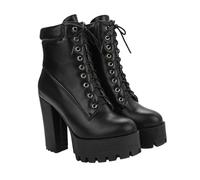 Gatuida Retro Lady Short Boots for Women Vintage Chunky High Heels Thick Heel PU Ankle Boots Comfortable Fashionable Footwear for Autumn Winter Stylish Slimming Design Choice