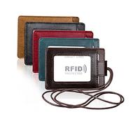 Gatuida RFID Leather Hanging Neck Holder for Boarding Pass and Officer Id Blue Travel Document Pouch with Secure Lanyard Lightweight and Easy to Assemble for Students Staff and Outdoor