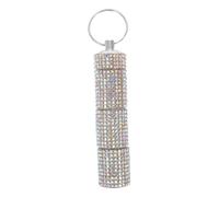 Gatuida Rhinestone Pill Keychain Small Organizer Compact Travel Medicine Holder with Divided Sections Portable Pill Box for Vitamins and Daily Medication Management