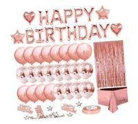 Gatuida Rose Gold Balloon Set with Sequin Tablecloth and Star Balloons Birthday Party Decor Supplies for Celebration Decorations Random Color Random Color