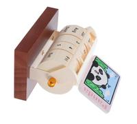 Gatuida Rotary Wooden Perpetual Calendar Cute Panda Design Compact Monthly Desk Planner for Home Office Study Tabletop Decor