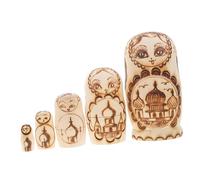Gatuida Russian Matryoshka Dolls with Double Headed Eagle Pyrography Relief Artistic Wooden Nesting Dolls for Gifts and Home Decoration