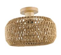 Gatuida Rustic Paper Rope Flush Mount Ceiling Light Fixture | Metal Frame, Decorative Lighting Purpose, Balcony and Home Decor Use, Country Elegant Styling