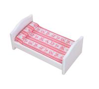 Gatuida Scale Doll House Furniture Lightweight Mini Bed Decor for DIY Dollhouse Accessories Realistic Red and White Bedroom Model
