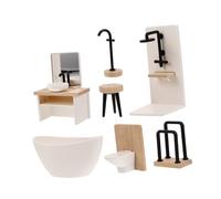 Gatuida Scale Dollhouse Furniture with Bathtub Toilet Sink Shower Vanity Stool Towel Rack for Dollhouse Decoration and Play