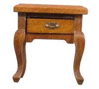 Gatuida Scale Miniature End Table with Functional Drawer Rustic French Country Bedside Table for Dollhouse Living Room and Bedroom Furniture Accessories