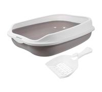 Gatuida Semi-enclosed Small Cat Litter Box Grey Splashproof Low Entry Foldable Kitten Toilet Pan Tray for Pet Housebreaking and Training