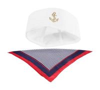 Gatuida Ships Sailors Hat Costume Accessories Set with Sturdy Construction and Comfortable Polyester Material, Includes Nautical Sailor Hat and Scarf for Birthdays and Themed Events