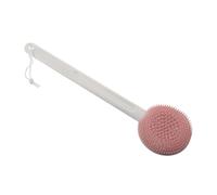 Gatuida Silicone Bath Brush with Long Handle Pink Shower Scrubber for Body Exfoliation Massage Convenient Storage Soft Material with Skid Design Enhances