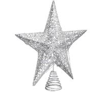 Gatuida Silver Christmas Tree Topper Star 30cm 5 Pointed Metal and Glitter Shiny Tree Top Ornament Cone Holder for Festival Occasions and Party Decoration