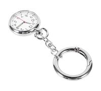 Gatuida Silver Nurse Lapel Pin Hanging Watch with Key Ring Portable Medical Pocket Watch for Healthcare Professionals Movement