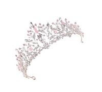 Gatuida Silver Pink Crystal Alloy Bridal Tiara Crown Lightweight Wedding Hair Ornament for Women Engagement Party Headband Non-fading Decorative Accessory