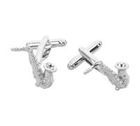 Gatuida Silver Saxophone-shaped Copper Cufflinks with Matte Finish for Musicians and Saxophone Enthusiasts, Secure Fit Formal Accessories to Elevate Men's Attire at Live Events