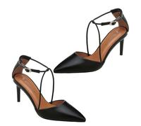 Gatuida Simple Black High Heel Sandals for Women Hollow Pointed Toe Buckle Strap Summer Footwear Stylish Single Shoes for Work and Shopping