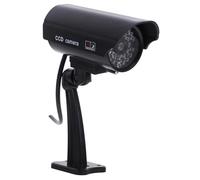 Gatuida Simulation CCTV Camera Outdoor Use Fake Security Camera Adjustable Mount Flashing Red LED Solar Panel or Battery Powered Waterproof Black